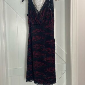 Black with red underlay cocktail dress